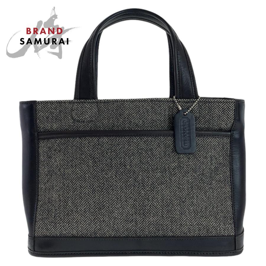 COACH（コーチ） 美品 グレー ブラック シルバー金具 ウール/レザー 