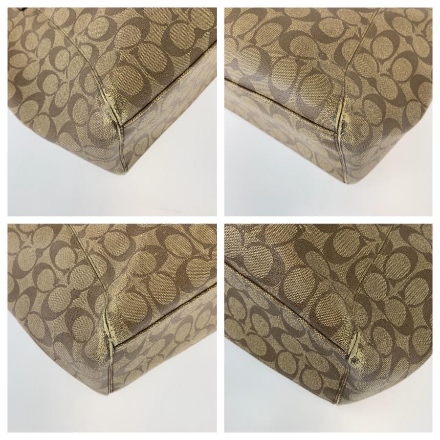 COACH コーチ シグネチャー ブラウン ライトブラウン シルバー金具