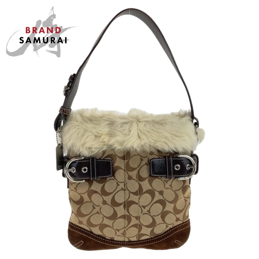 COACHファー素材 ショルダーバッグ COACH ベージュ ファー ショルダーバッグ