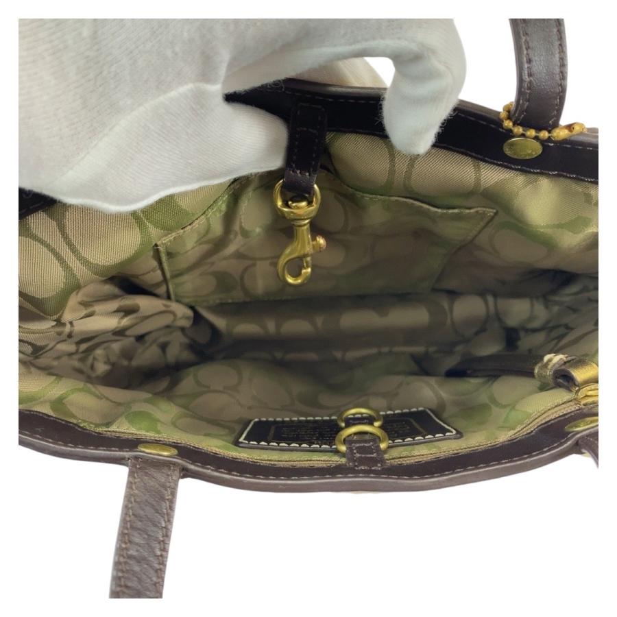COACH（コーチ） マルチカラー ゴールド金具 サテン/レザー トート