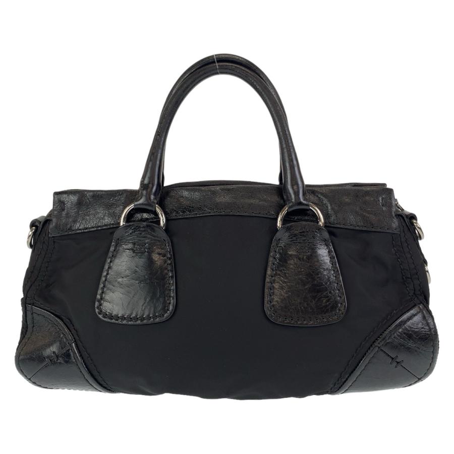 PRADA 美品 プラダ テスート 三角ロゴプレート ブラック 黒 シルバー  