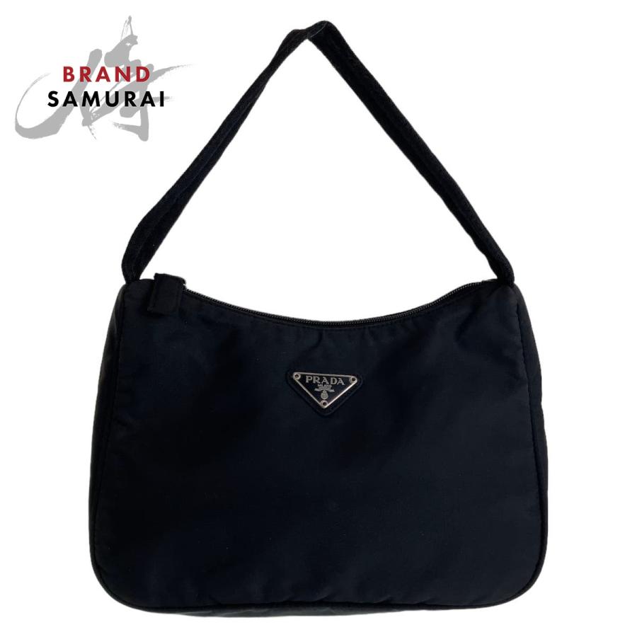 PRADA（プラダ） テスート ホーボーバッグ 三角ロゴ ブラック 黒 