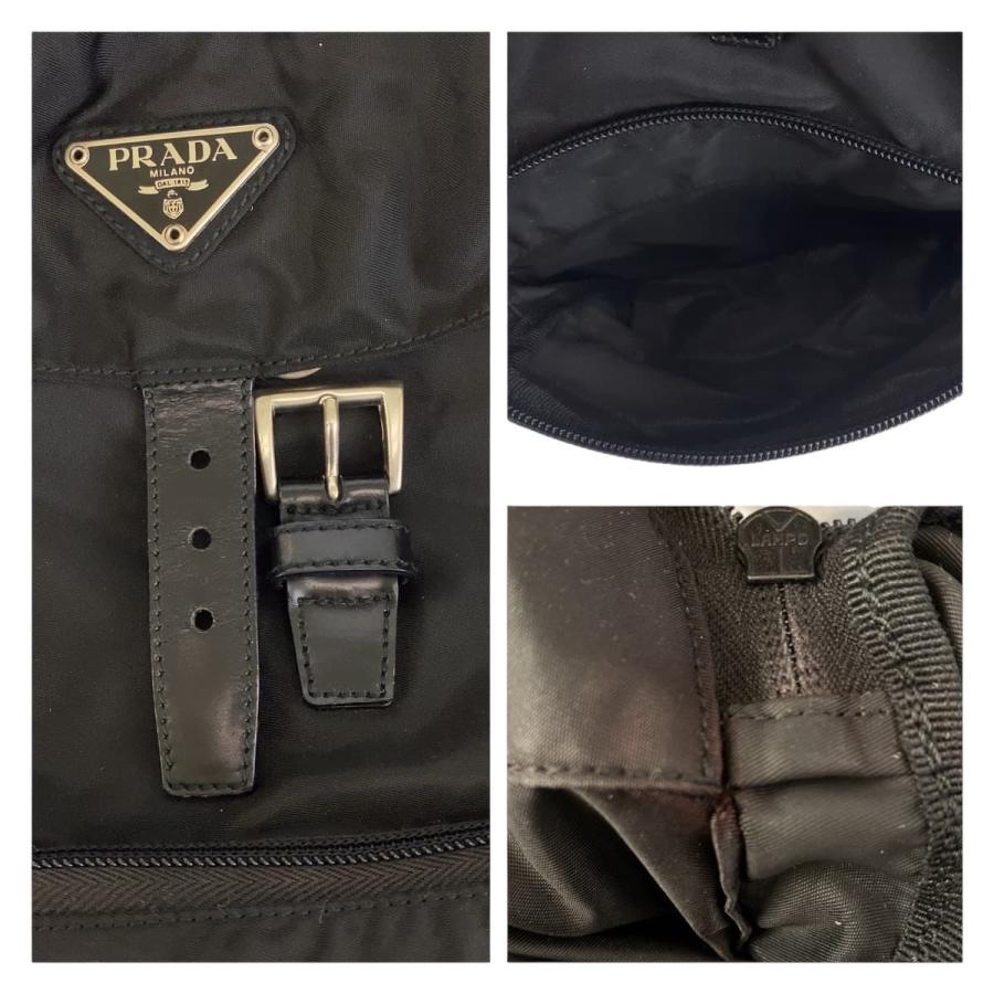 PRADA（プラダ） テスート 三角ロゴプレート ブラック 黒 シルバー金具