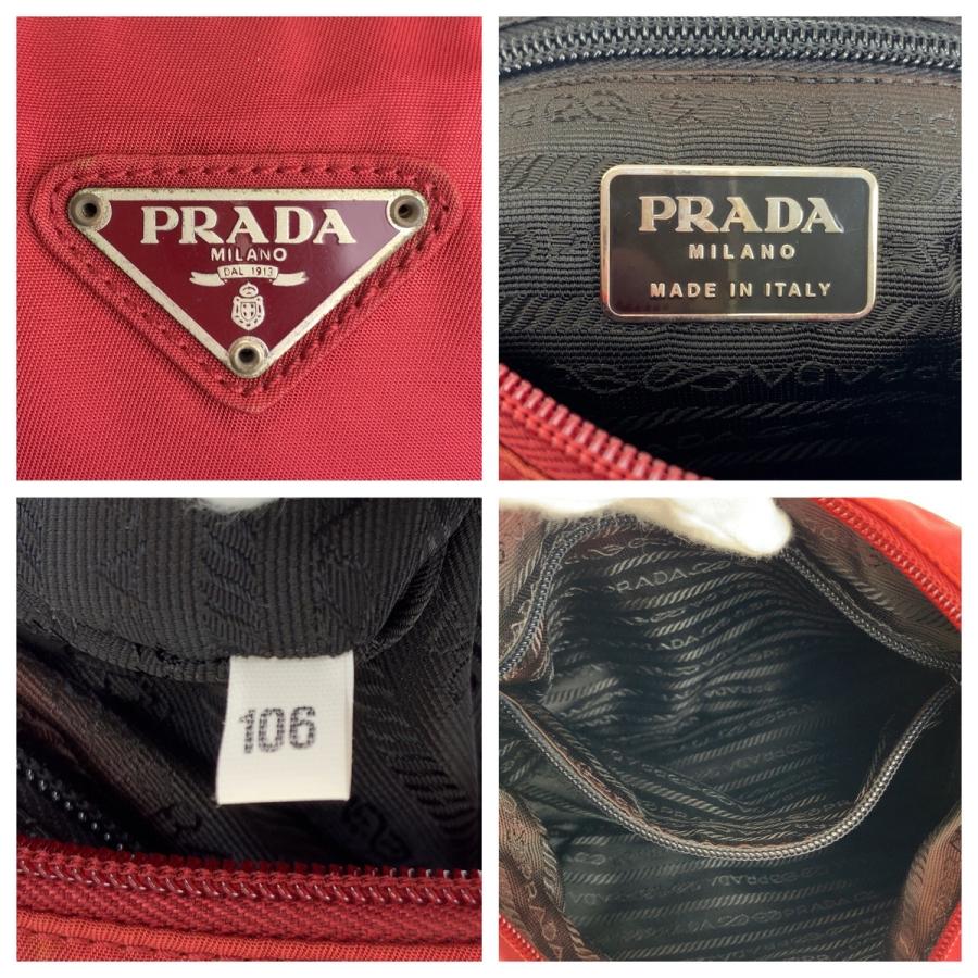 PRADA（プラダ） 美品 テスート 三角ロゴプレート レッド シルバー金具 