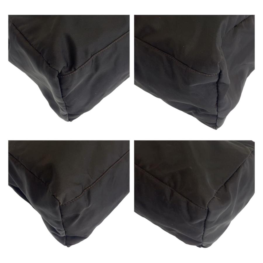 PRADA 美品 プラダ テスート 三角ロゴ ダークブラウン シルバー金具  