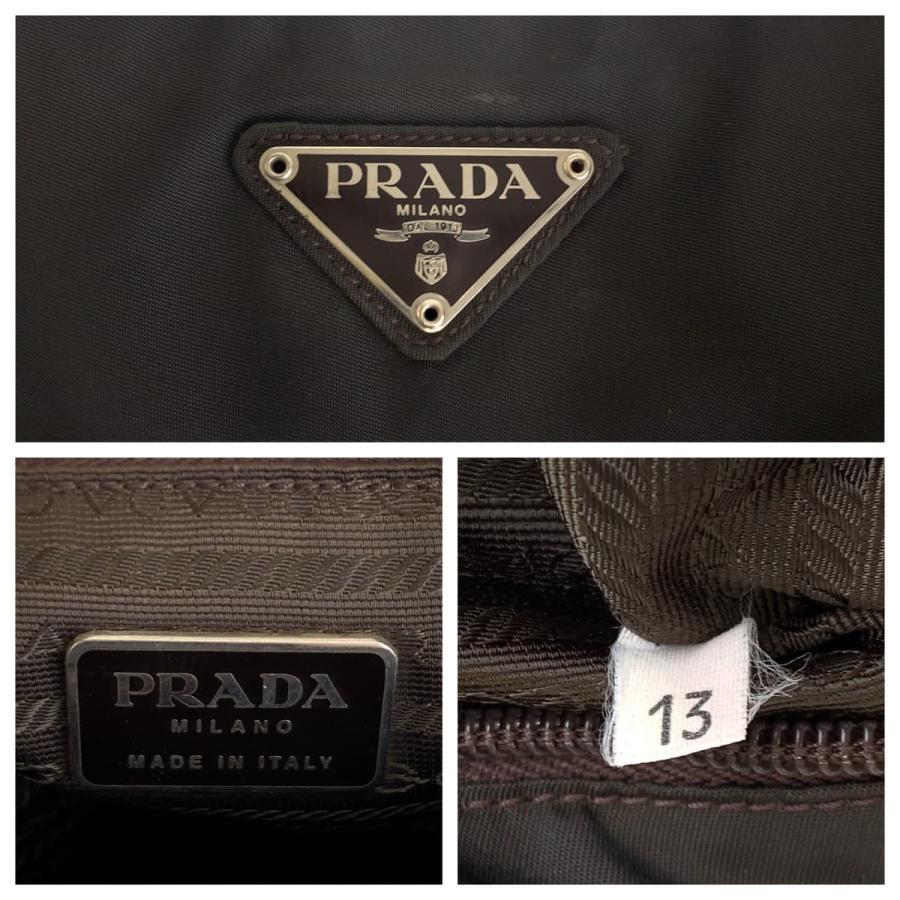 PRADA（プラダ） 美品 テスート 三角ロゴ ダークブラウン シルバー金具