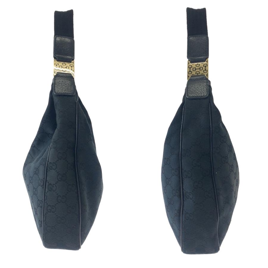 GUCCI グッチ ホーボー GGキャンバス ワンショルダーバッグ 145757 GUCCI（グッチ） 美品 ホーボー ブラック シルバー金具 GGキャンバス