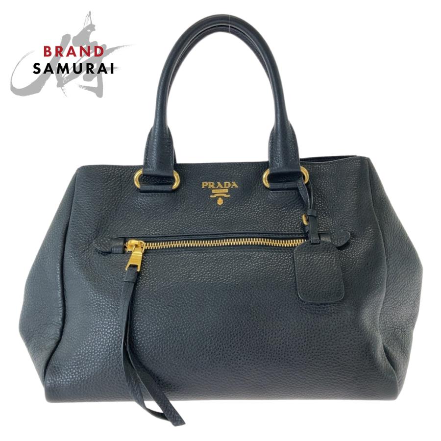 PRADA（プラダ） 美品 ヴィッテロダイノ ブラック ゴールド金具 レザー