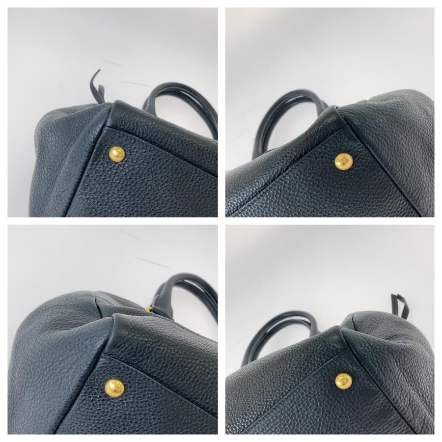 PRADA（プラダ） 美品 ヴィッテロダイノ ブラック ゴールド金具 レザー