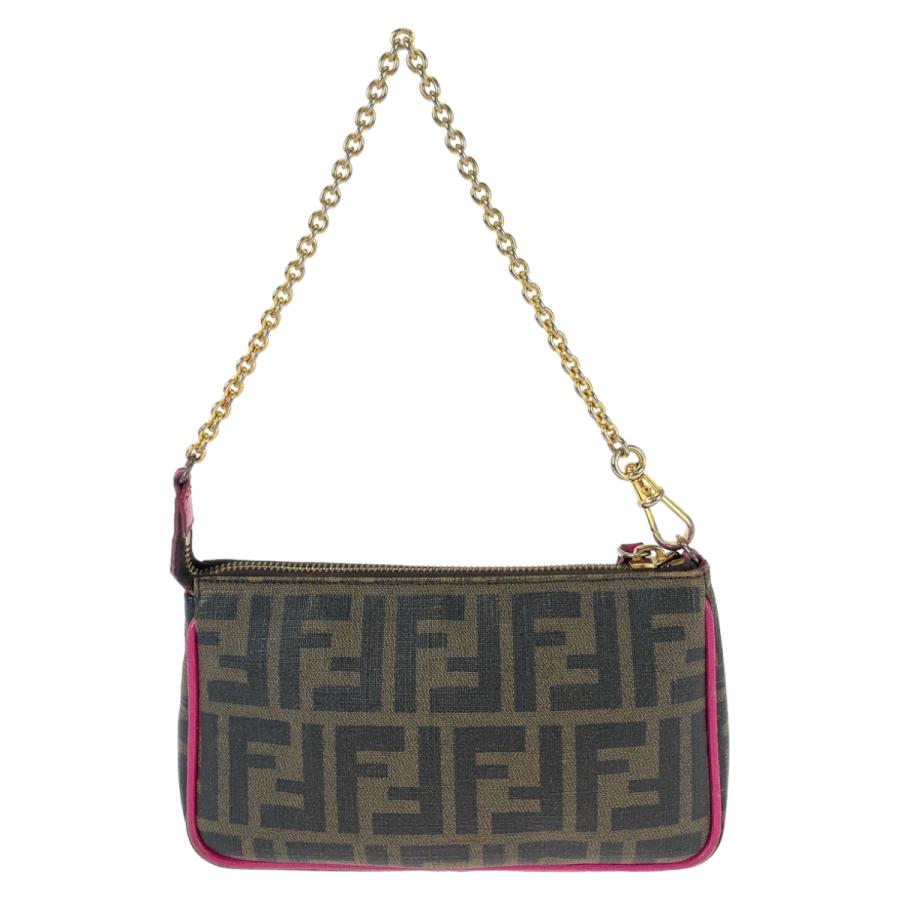 FENDI（フェンディ） 美品 ズッカ柄 ブラウン ピンク ゴールド金具