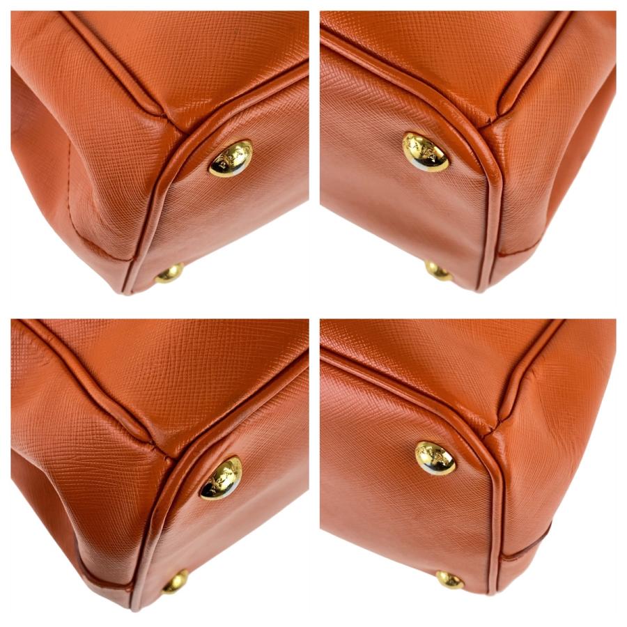 PRADA（プラダ） 美品 ガレリア サフィアーノ オレンジ ゴールド金具