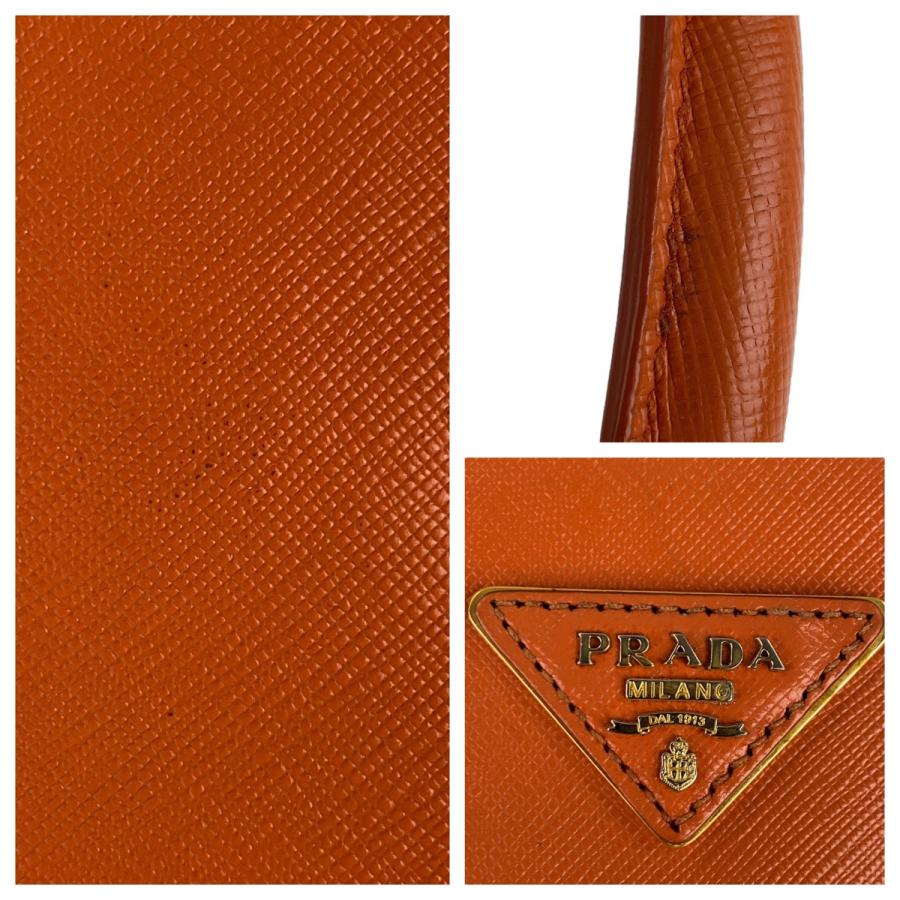 PRADA（プラダ） 美品 ガレリア サフィアーノ オレンジ ゴールド金具