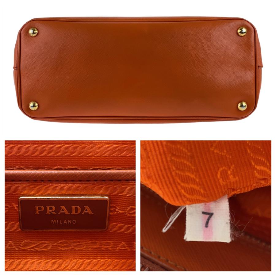 PRADA（プラダ） 美品 ガレリア サフィアーノ オレンジ ゴールド金具