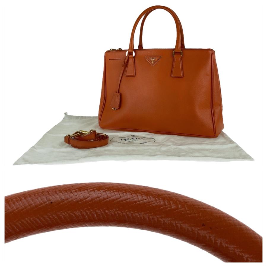 PRADA（プラダ） 美品 ガレリア サフィアーノ オレンジ ゴールド金具