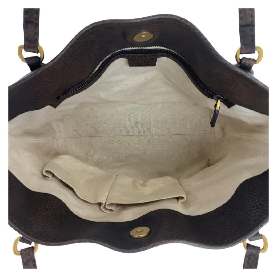 GUCCI 美品 グッチ バンブー ブラウン ゴールド金具 GGキャンバス