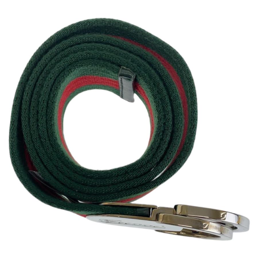 GUCCI グッチ シェリーライン 95cm/38inc グリーン レッド シルバー金具 コットン 189812 ベルト Dリングバックル メンズ 407879 【中古】 GUCCI（グッチ） シェリーライン 95cm/38inc グリーン レッド シルバー