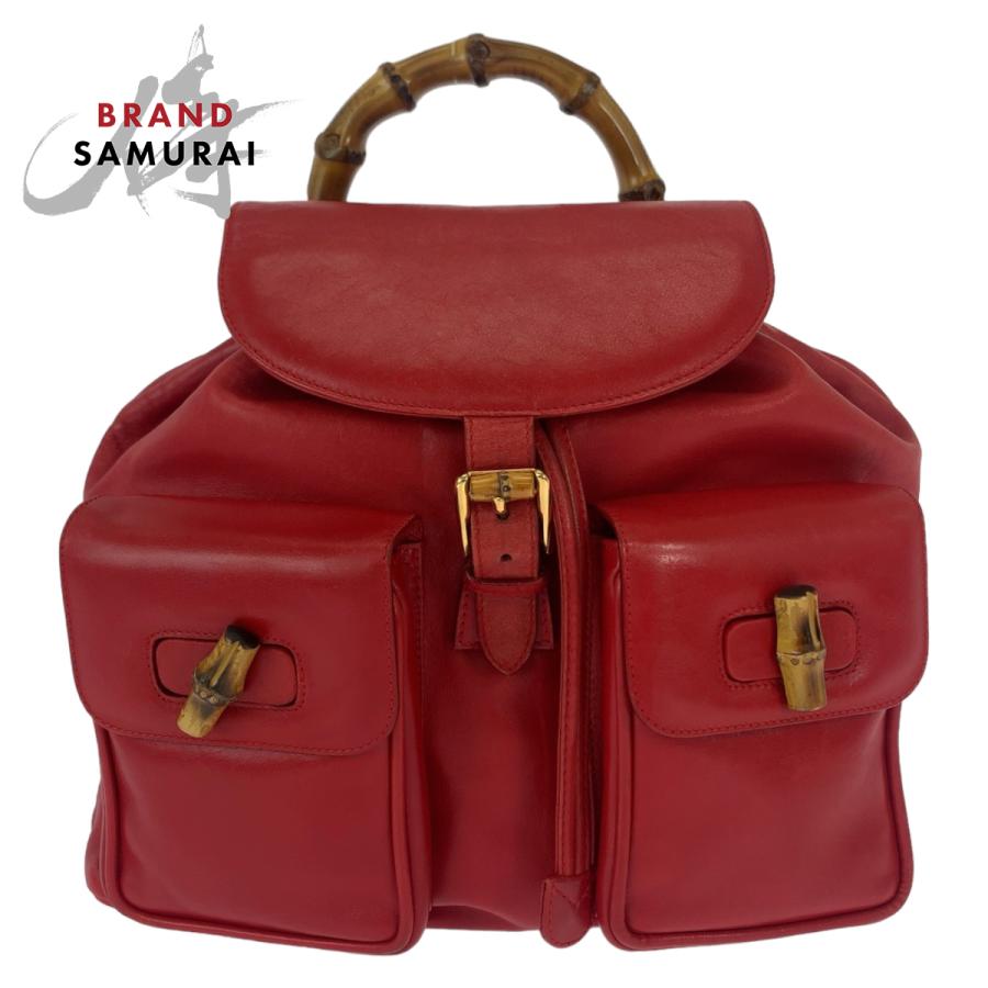 GUCCI（グッチ） 美品 バンブー レッド ゴールド金具 レザー 003 2058 