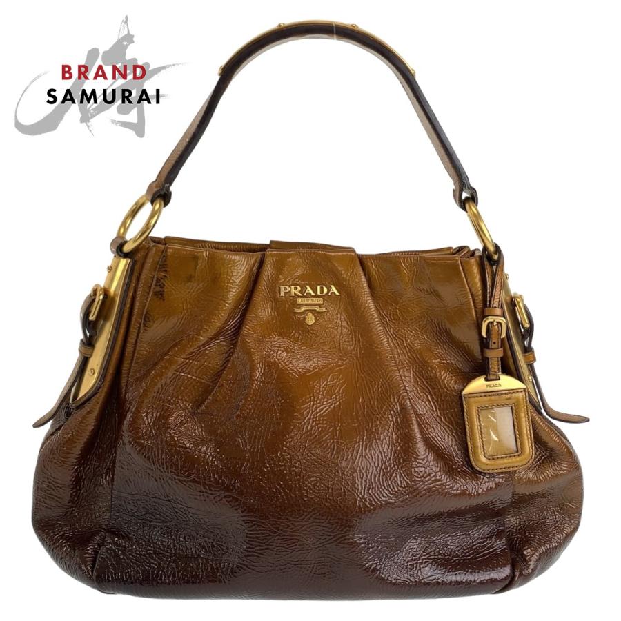 PRADA（プラダ） ブラウン グラデーション ゴールド金具 パテント 