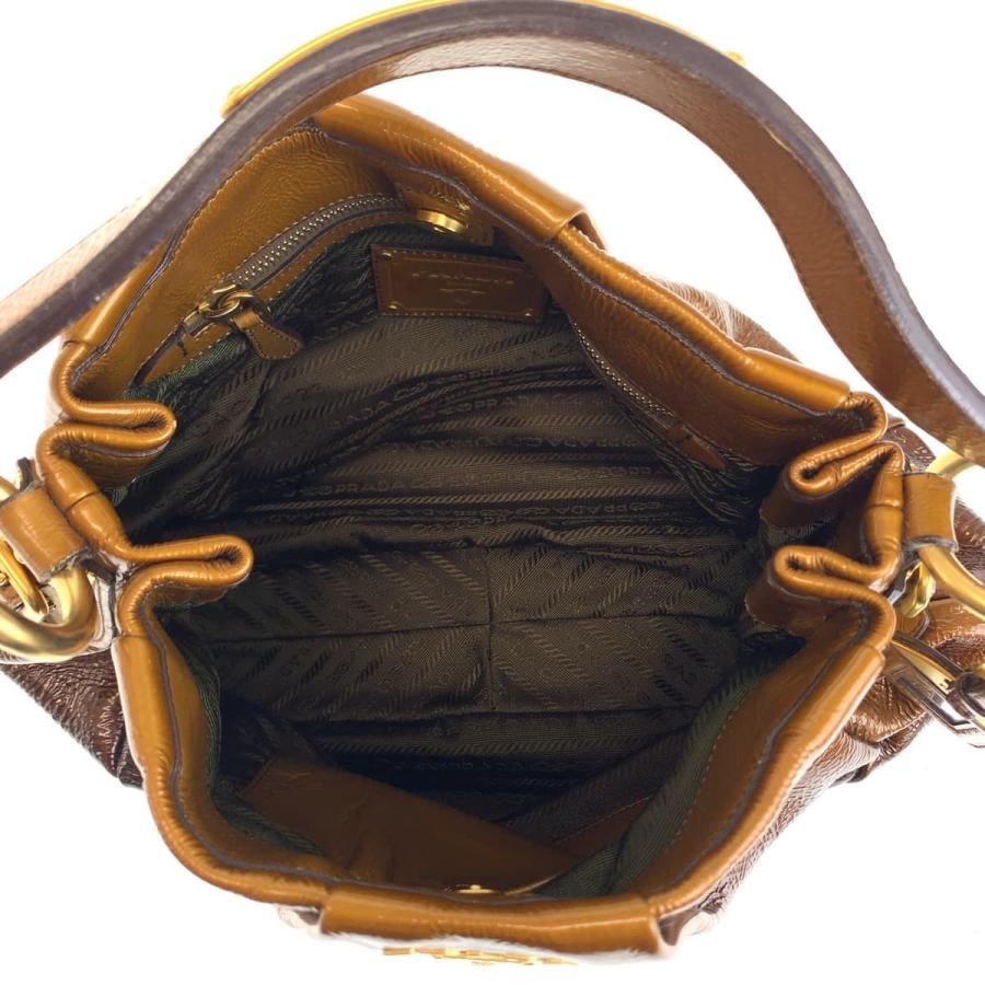 PRADA プラダ ブラウン グラデーション ゴールド金具 パテントレザー 