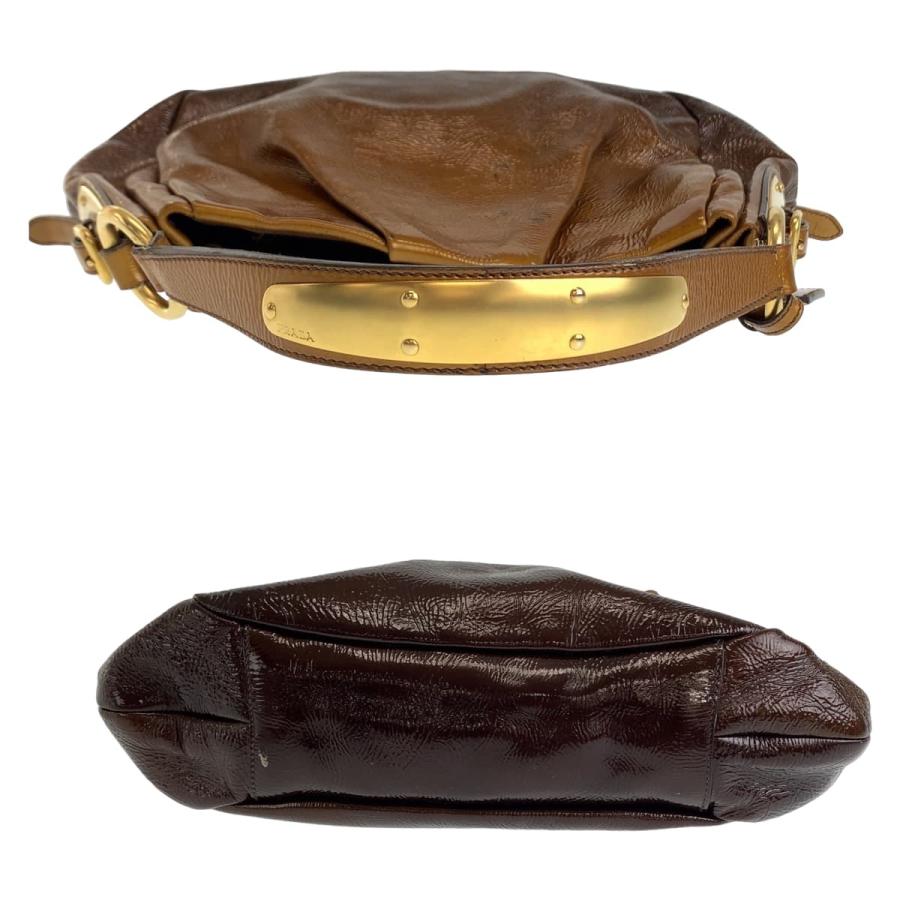 PRADA プラダ ブラウン グラデーション ゴールド金具 パテントレザー 