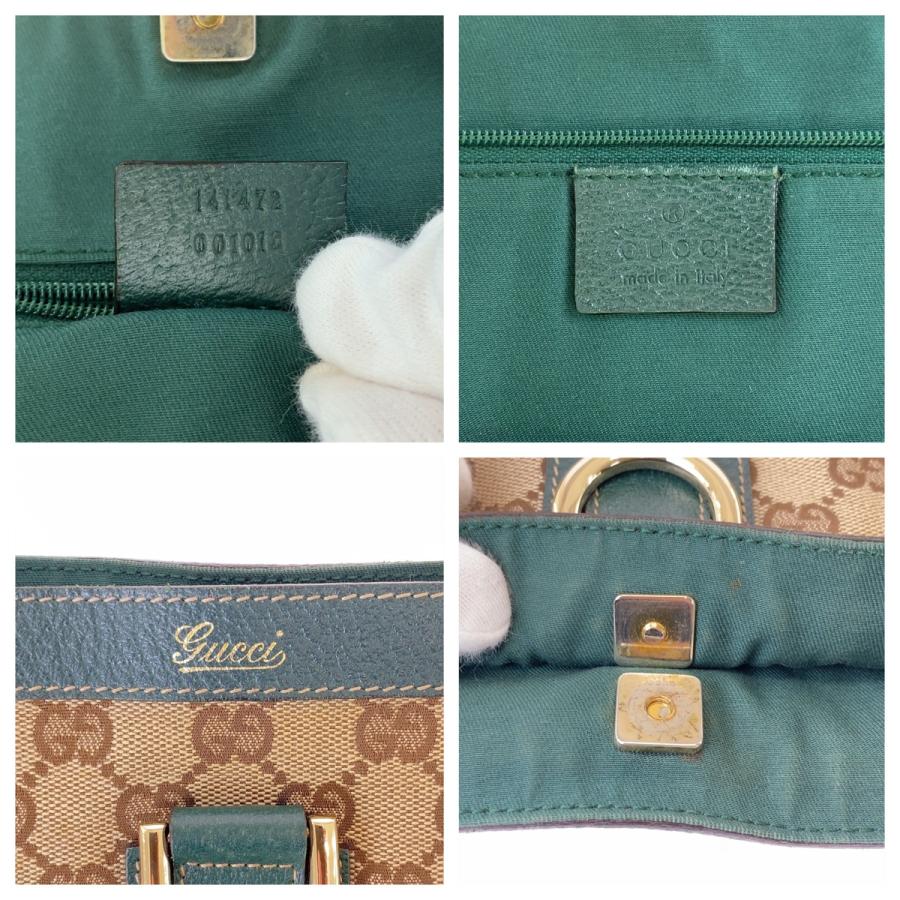 GUCCI（グッチ） アビー ベージュ グリーン ゴールド金具 GGキャンバス