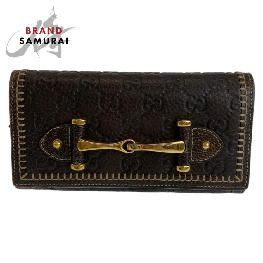 GUCCI 美品 グッチ ホースビット グッチシマ ブラウン ゴールド