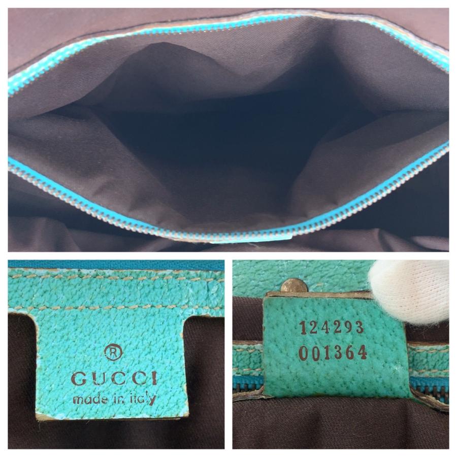 GUCCI グッチ バンブー スタッズ ベージュ ライトブルー ゴールド金具