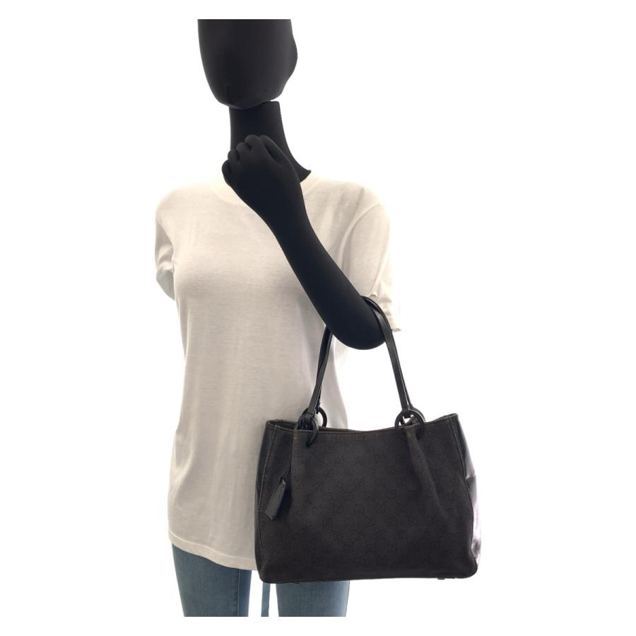 グッチ GUCCI GG柄 トートバッグ　シルバー金具 ブラック GUCCI（グッチ） GG柄 ブラック 黒 シルバー金具 GGキャンバス/レザー