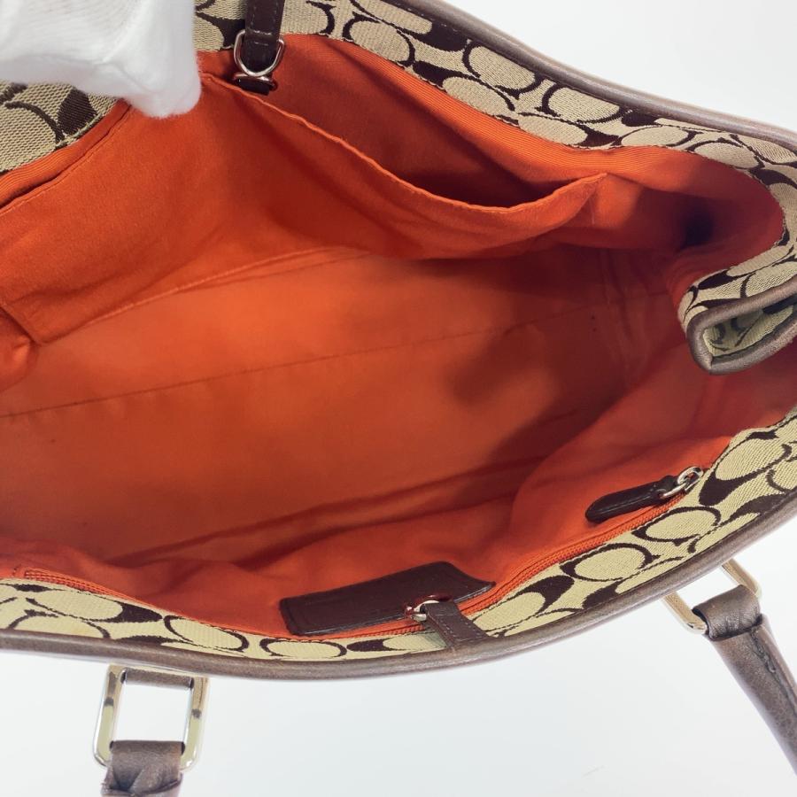 COACH（コーチ） 美品 シグネチャー ブラウン ベージュ シルバー金具