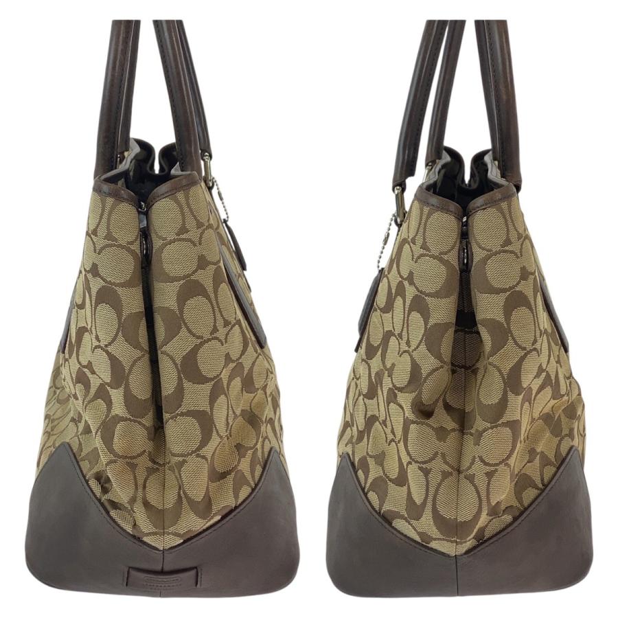COACH（コーチ） 美品 シグネチャー ブラウン ベージュ シルバー金具