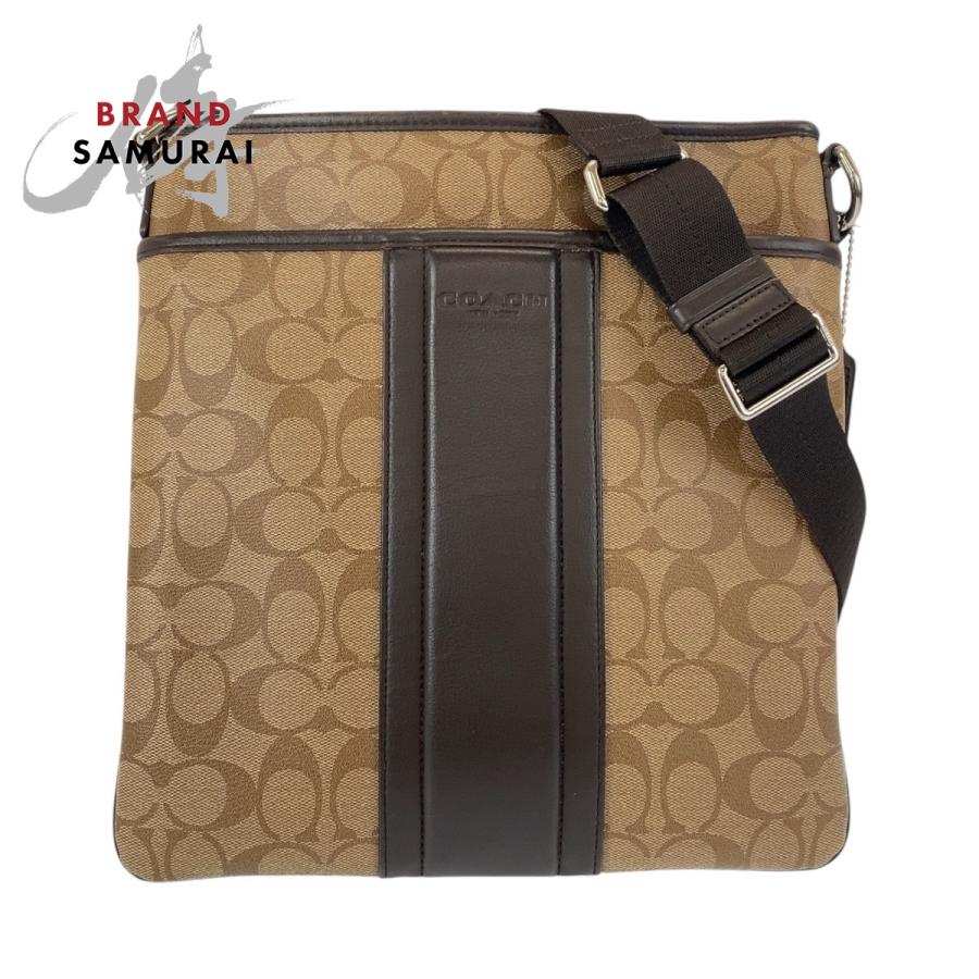 COACH 美品 コーチ シグネチャー ベージュ ブラウン シルバー金具 PVC  