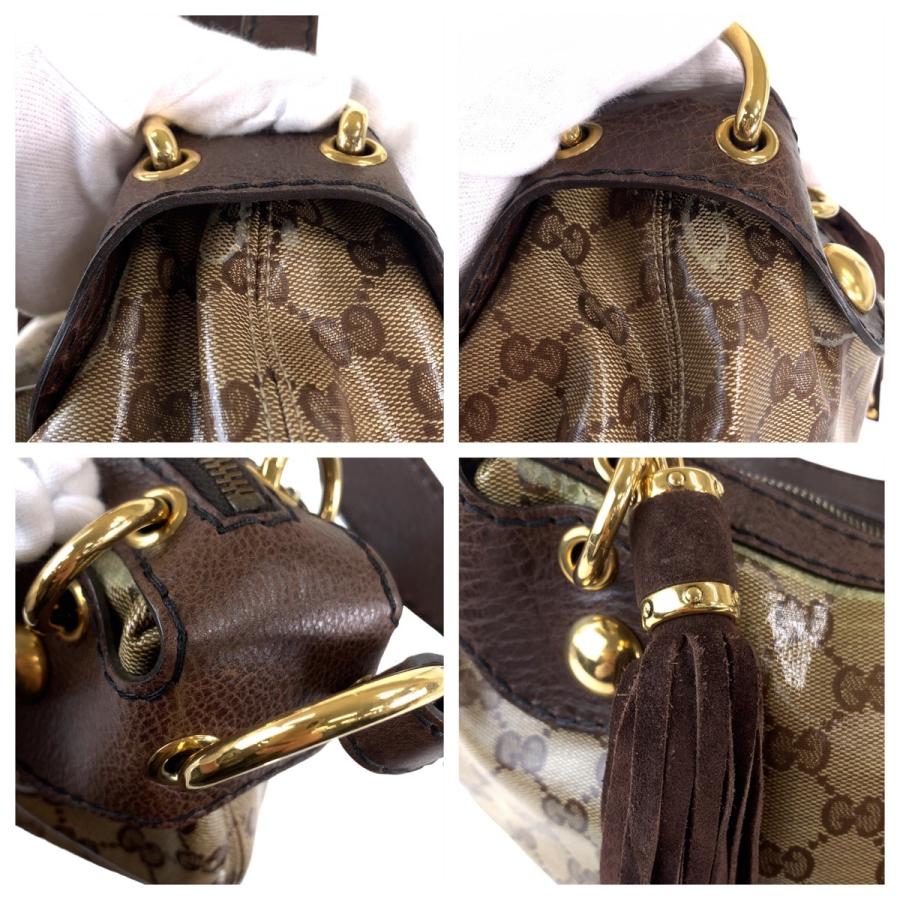 GUCCI（グッチ） 美品 GGクリスタル ヒステリア ブラウン ベージュ