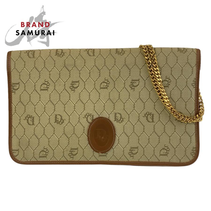 Dior ディオール オールド ハニカム柄 ベージュ チェーンショルダーバッグ ハニカム柄チェーンショルダーバッグ ベージュ×キャメル