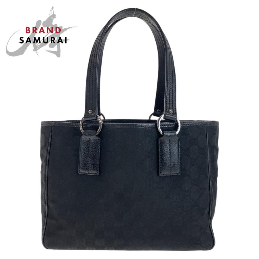 トート・ハンドバッグ GUCCI グッチ ブラック シルバー金具 GGキャンバス GUCCI グッチ ブラック 黒 シルバー金具 GGキャンバス/レザー