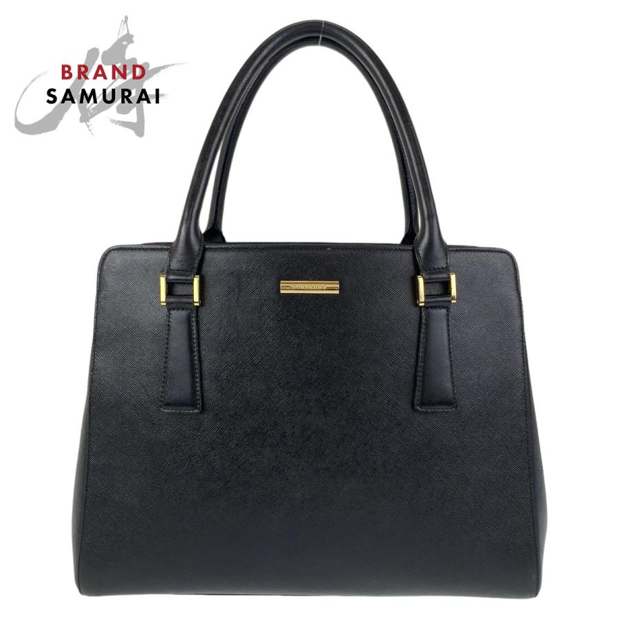 BURBERRY 美品 バーバリー 中チェック柄 ブラック 黒 ゴールド金具  