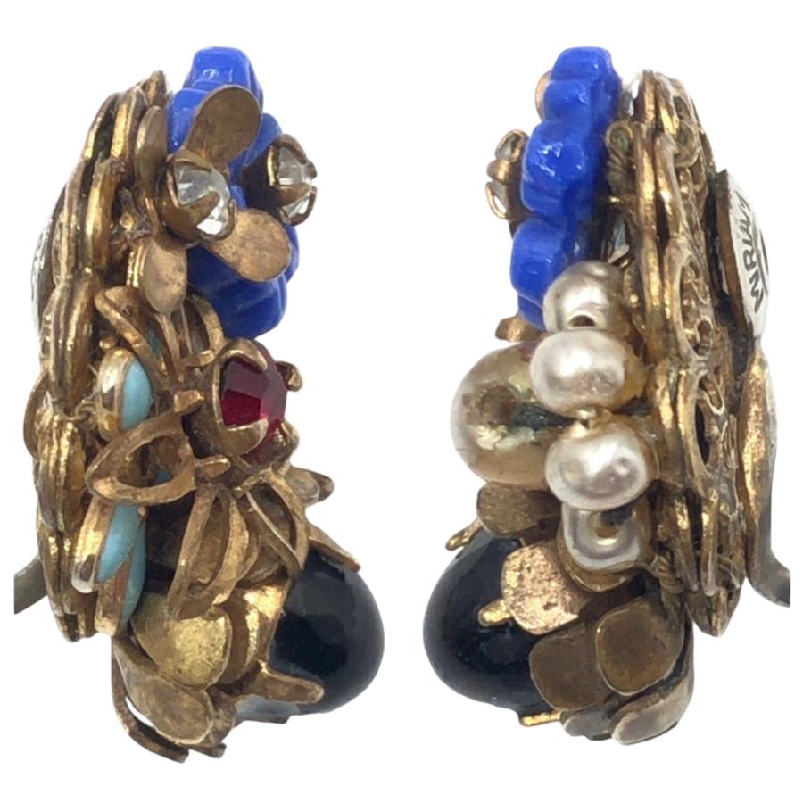 美品 MIRIAM HASKELL ミリアム ハスケル ゴールド ブルー メタル 