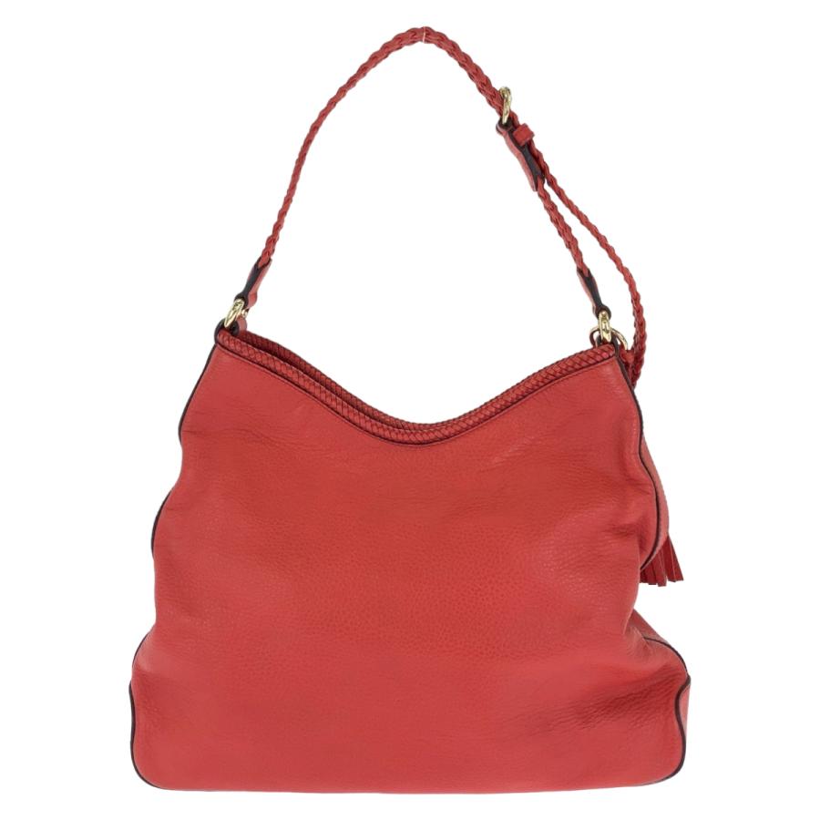 GUCCI（グッチ） 美品 ホーボー フリンジ レッド ゴールド金具 レザー 