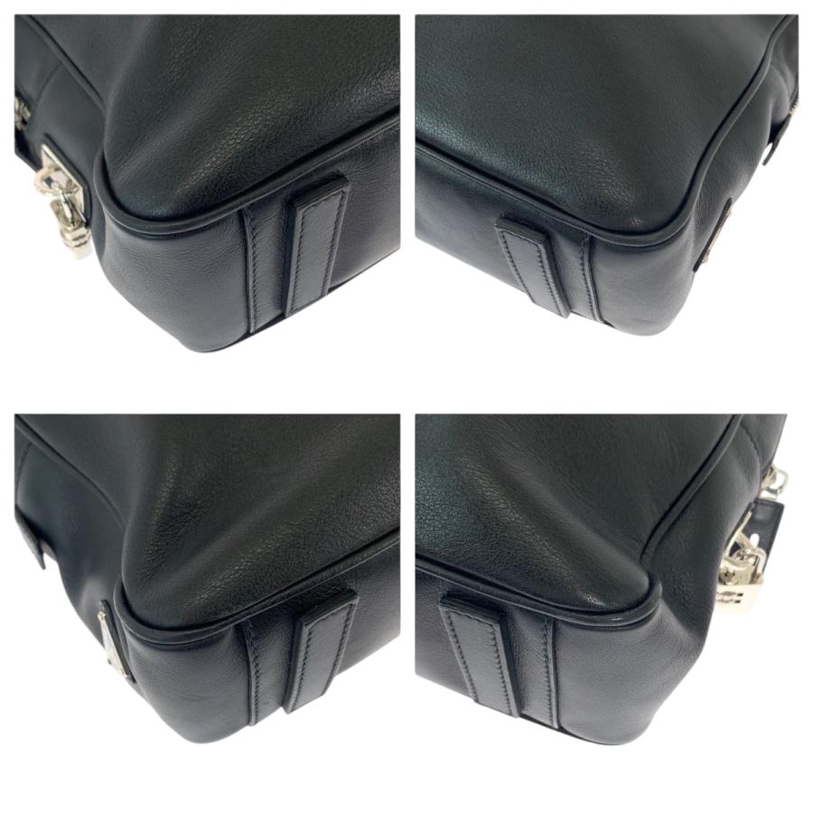【本物⭐︎鍵付き】プラダ ブリーフケース 三角ロゴプレート 黒 サフィアーノレザー PRADA（プラダ） 美品 三角ロゴプレート ブラック 黒 シルバー金具