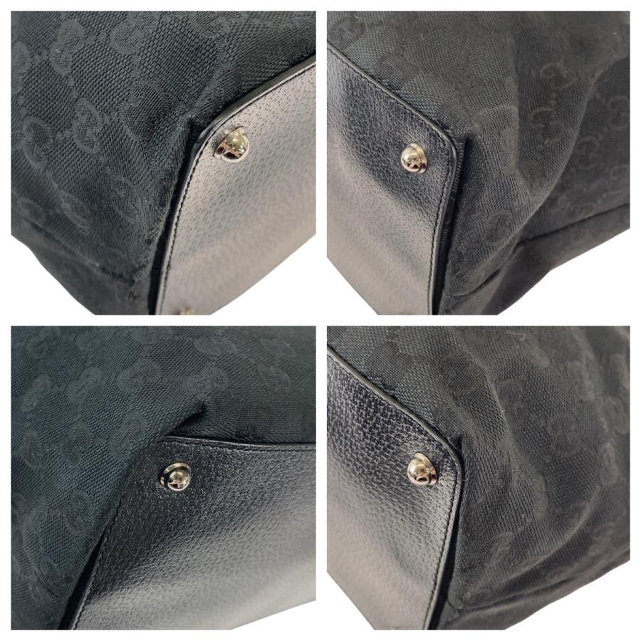 GUCCI（グッチ） 美品 ブラック 黒 シルバー金具 GGキャンバス/レザー