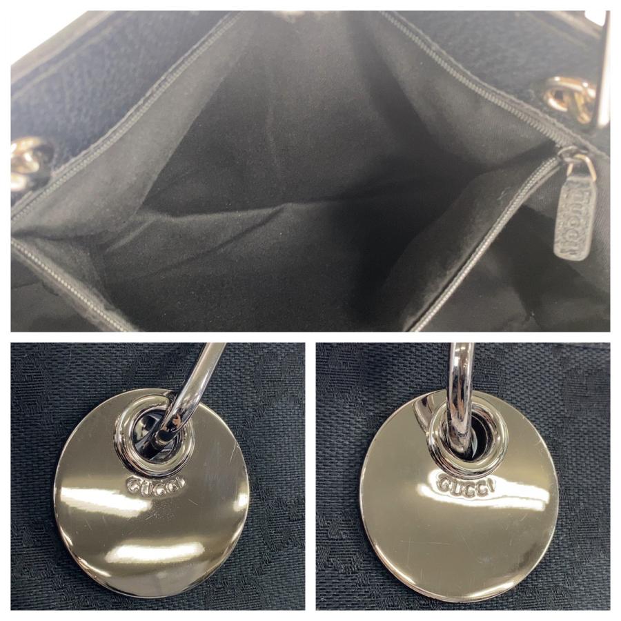GUCCI（グッチ） 美品 ブラック 黒 シルバー金具 GGキャンバス/レザー