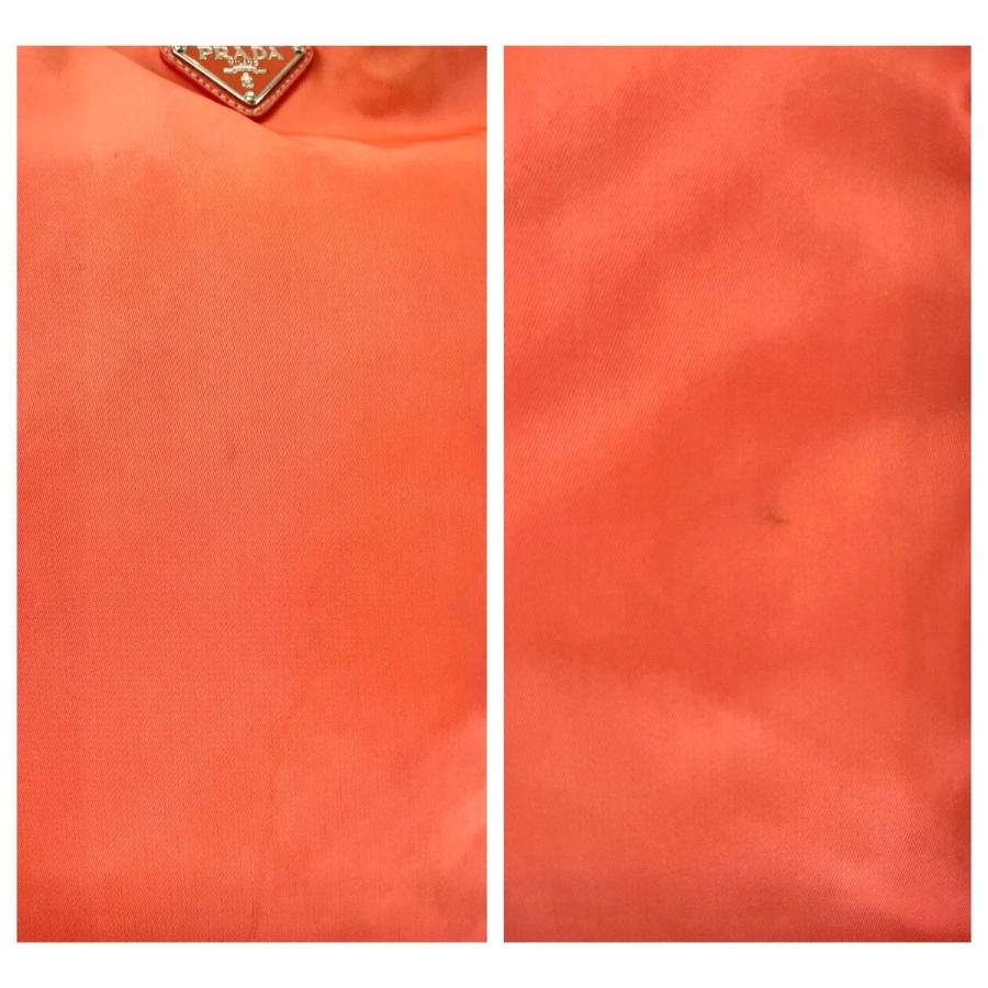 PRADA 三角ロゴプレート オレンジ トート ニット ヴィンテージ PRADA】カナパ トートバッグ オレンジ 三角ロゴプレート