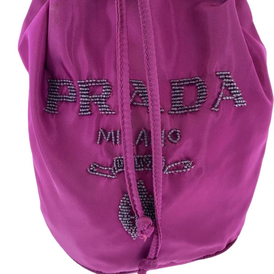 PRADA（プラダ） テスート ロゴ ビーズ パープル ゴールド金具