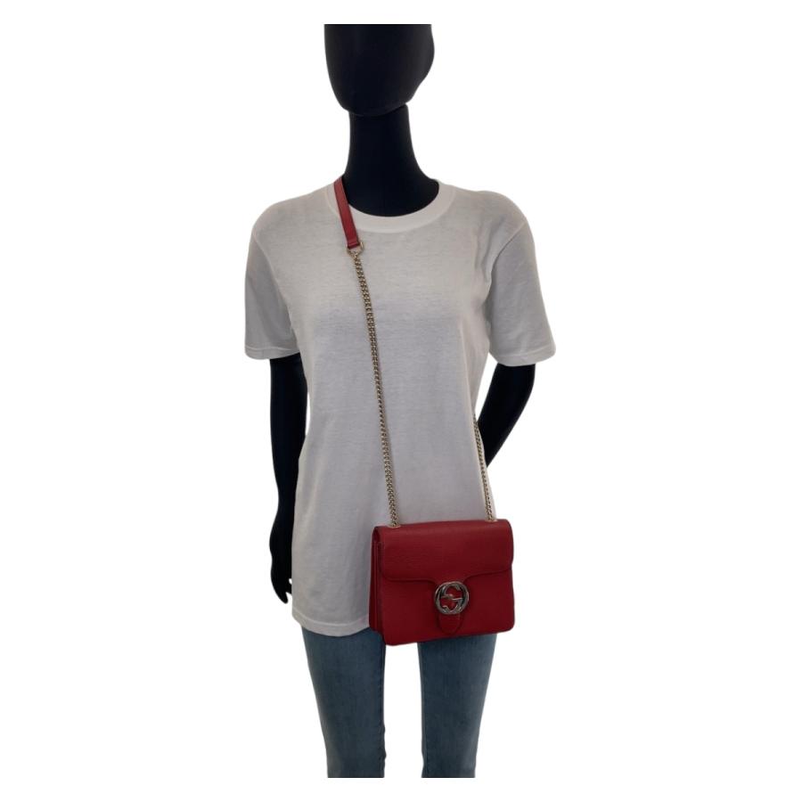GUCCI（グッチ） 超美品 インターロッキング レッド ゴールド金具