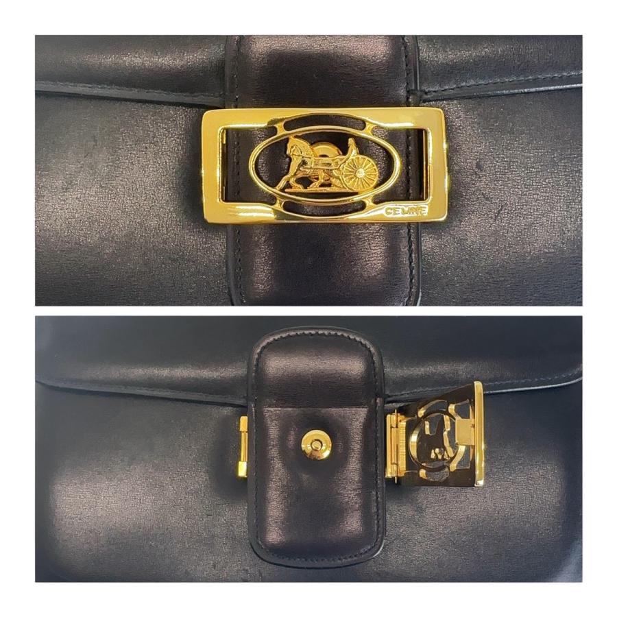 CELINE（セリーヌ） 美品 ヴィンテージ 馬車金具 ブラック 黒 ゴールド