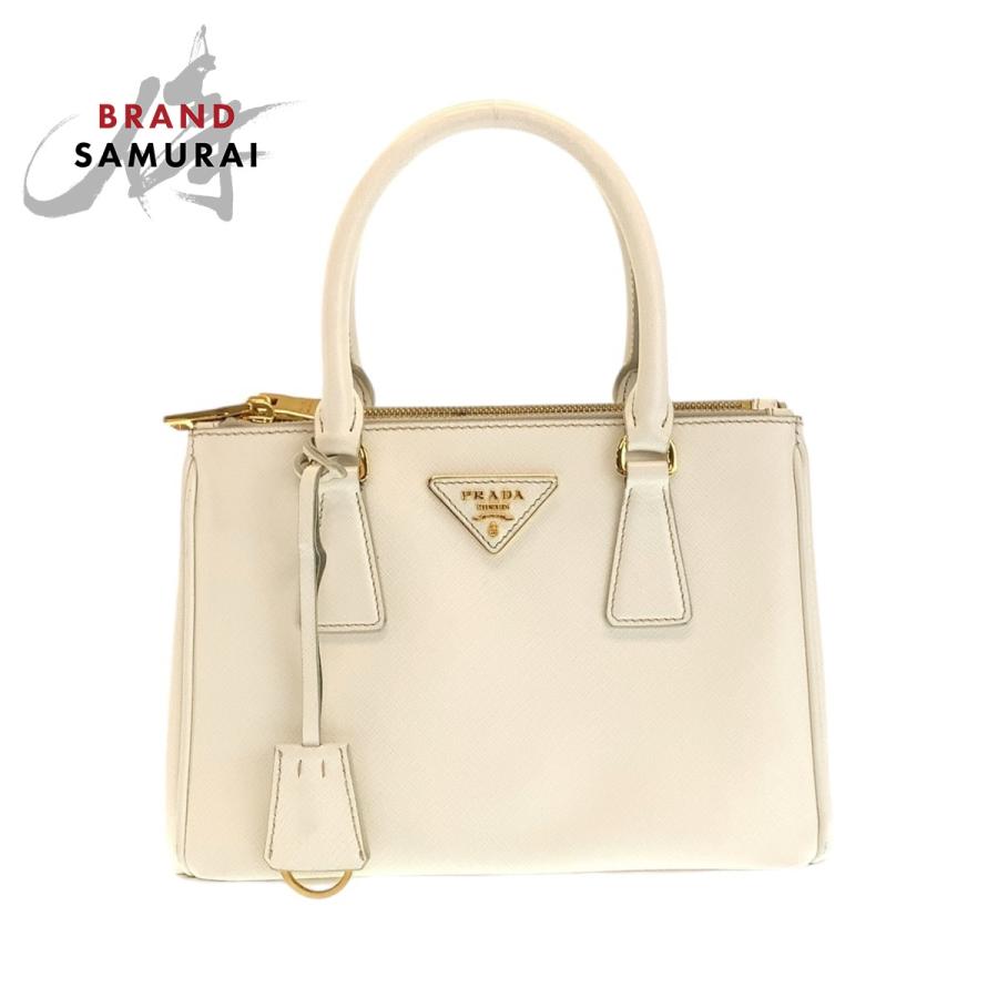 PRADA プラダ サフィアーノ ガレリア 三角ロゴプレート ホワイト  