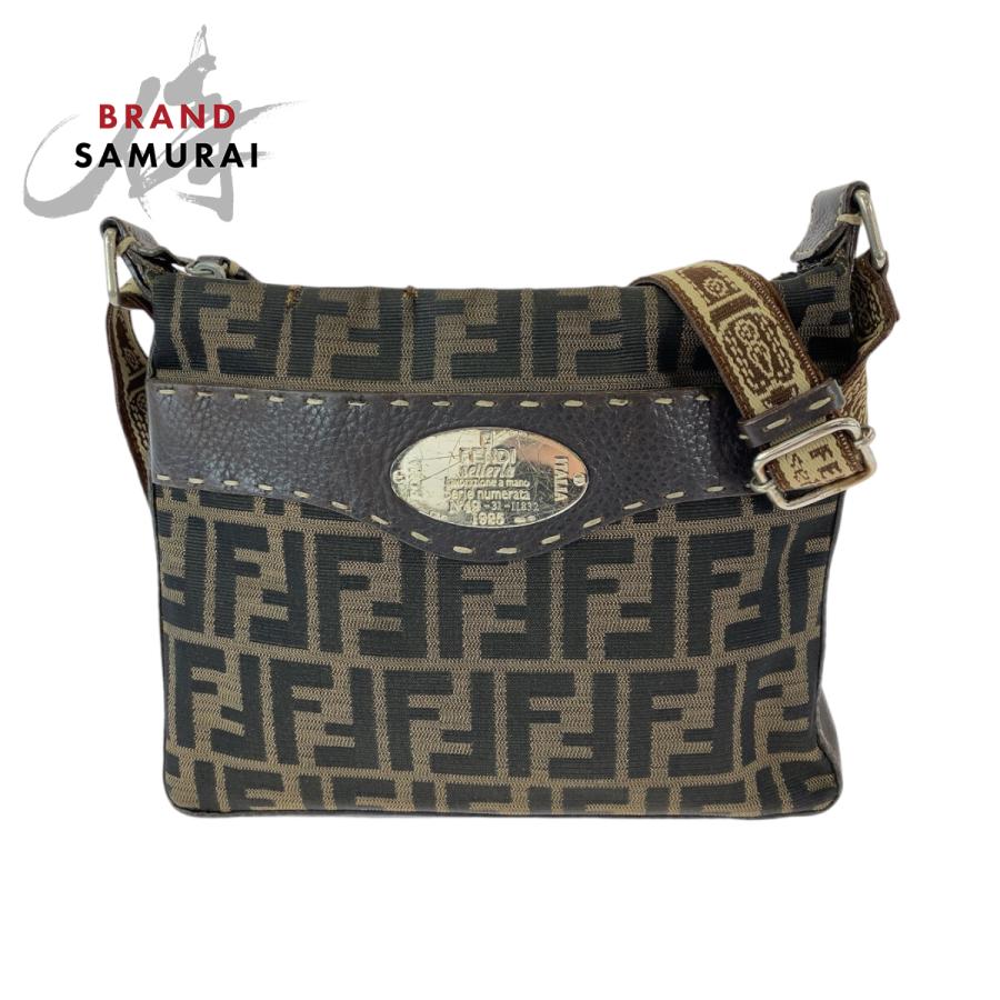 FENDI フェンディ ヴィンテージ ズッカ柄 ブラウン ベージュ ゴールド 
