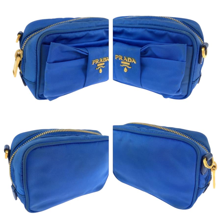 PRADA（プラダ） テスート リボン ブルー ゴールド金具 ナイロン