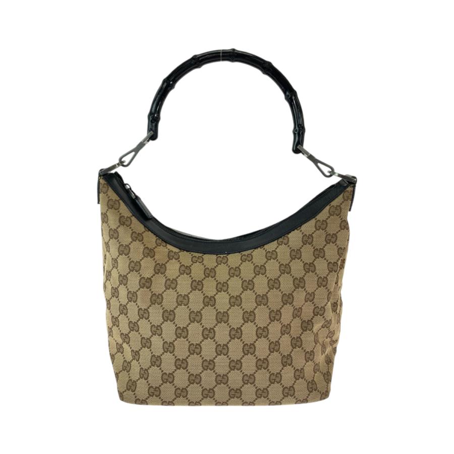 GUCCI（グッチ） 美品 バンブー ホーボー ベージュ ブラック 黒 