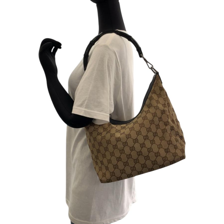 GUCCI（グッチ） 美品 バンブー ホーボー ベージュ ブラック 黒 