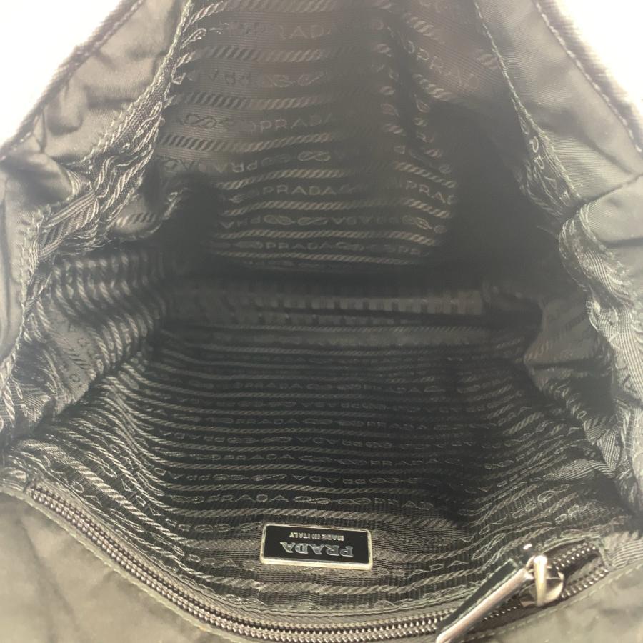 PRADA 美品 プラダ テスート 三角ロゴプレート ブラック 黒 シルバー  